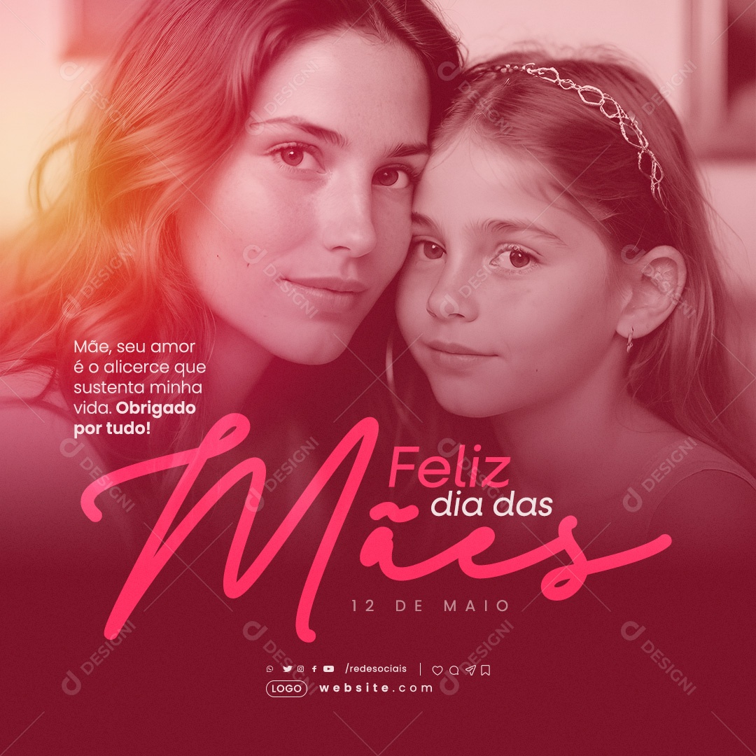 Dia das Mães 12 de Maio Obrigado por tudo Social Media PSD Editável