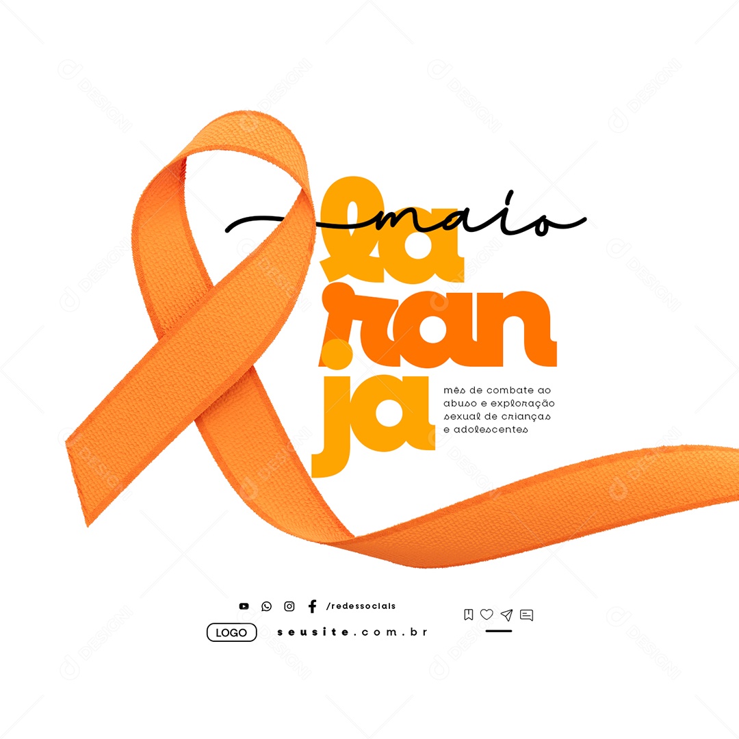 Maio Laranja Mês de Combate Ao Abuso e Exploração Sexual de Crianças e Adolescentes Social Media PSD Editável