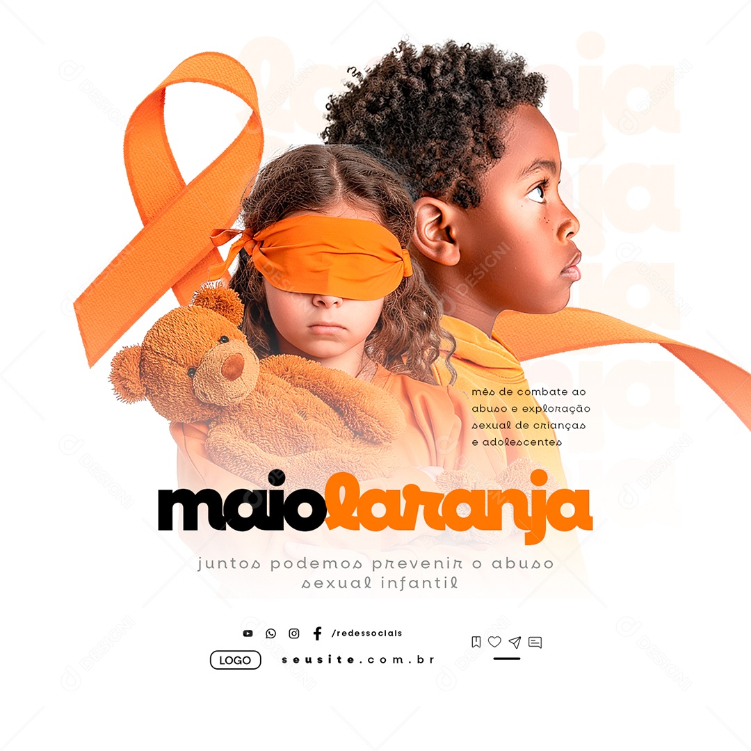 Social Media Maio Laranja Juntos Podemos Prevenir PSD Editável