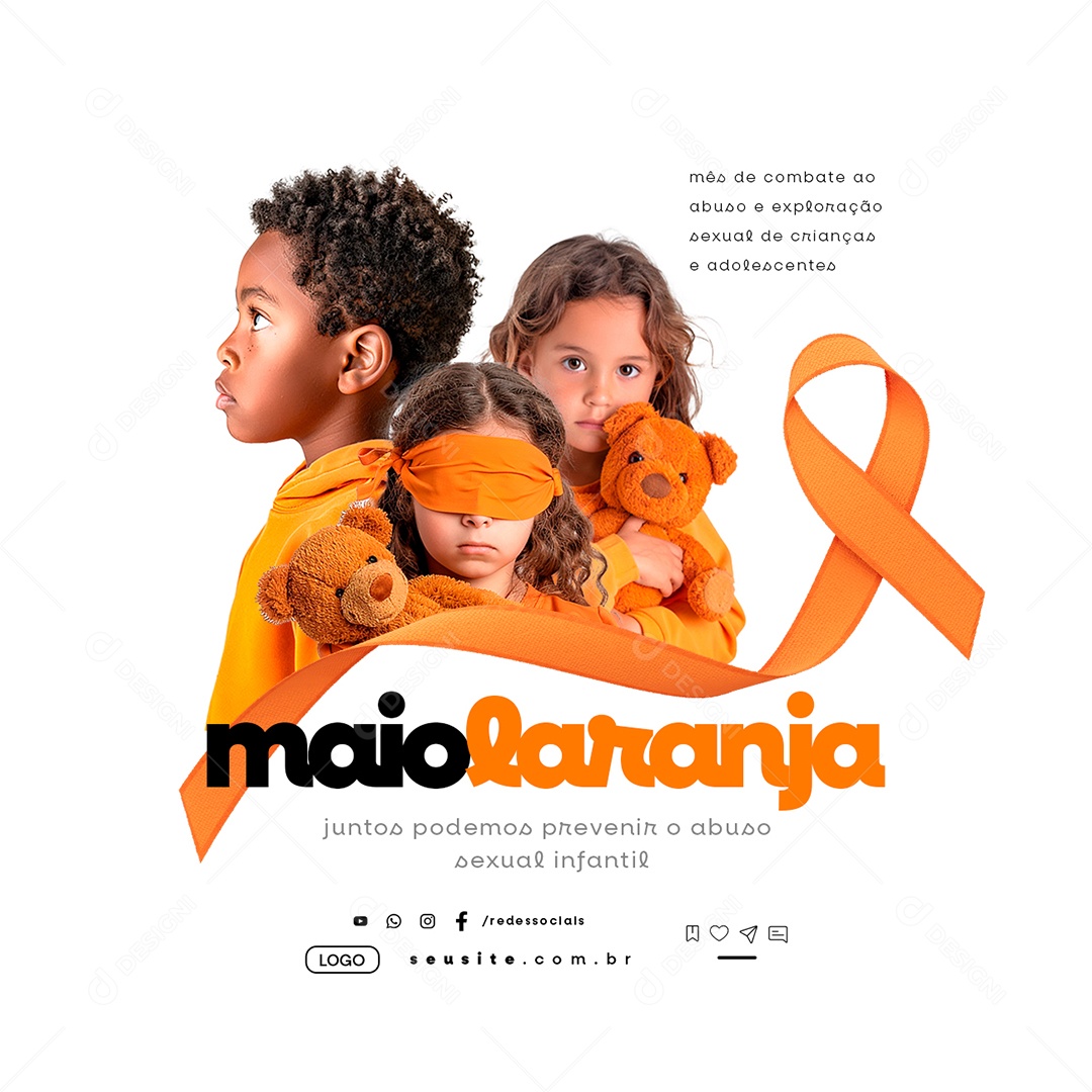 Maio Laranja Juntos Podemos Prevenir Social Media PSD Editável