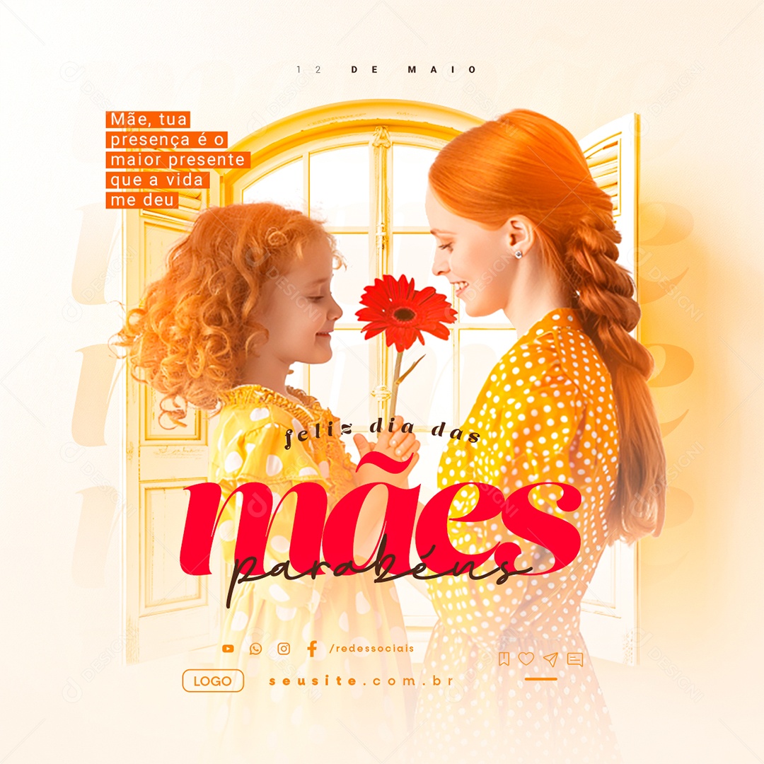 Feliz Dia Das Mães 12 de Maio Parabéns Social Media PSD Editável