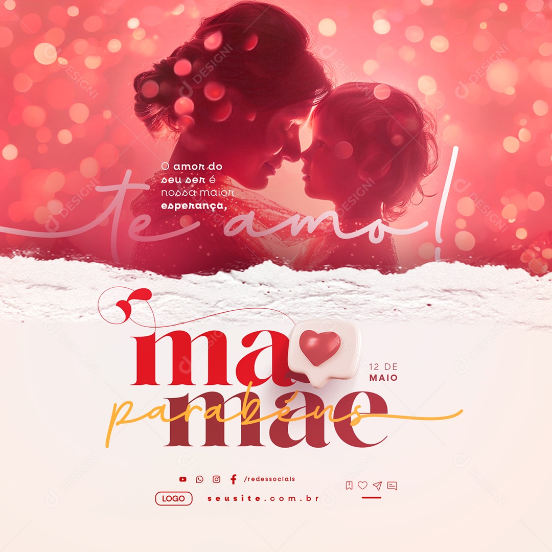 Dia Das Mães 12 de Maio Parabéns Social Media PSD Editável