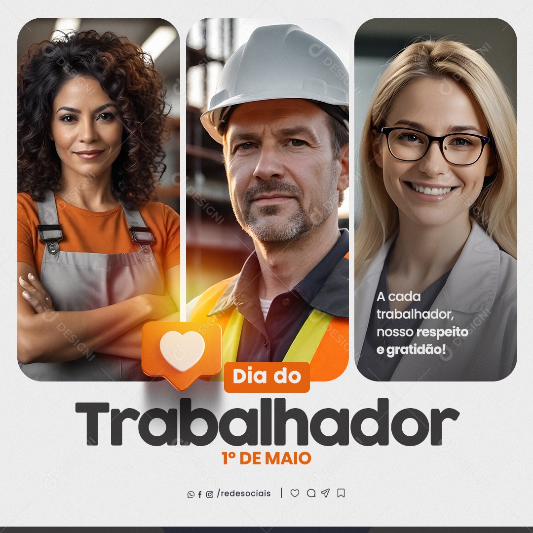 Dia do Trabalhador 01 de Maio Social Media PSD Editável