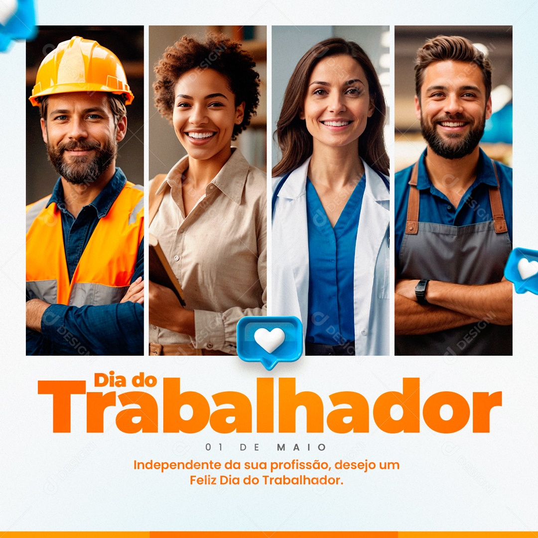 Dia do Trabalhador 01 de Maio Independente da sua Profissão Social Media PSD Editável