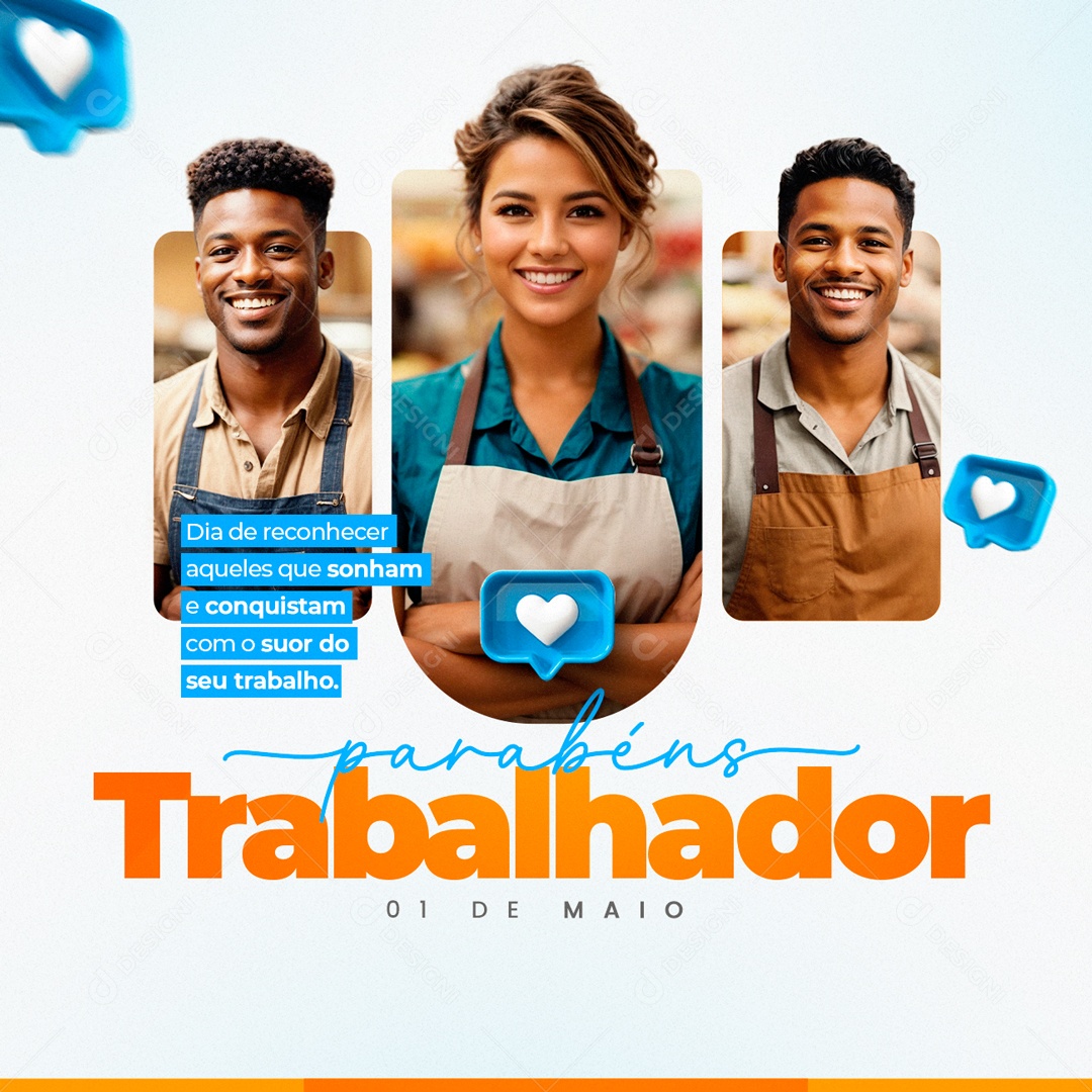 Dia do Trabalhador 01 de Maio Aqueles que Sonham e Conquistam Social Media PSD Editável
