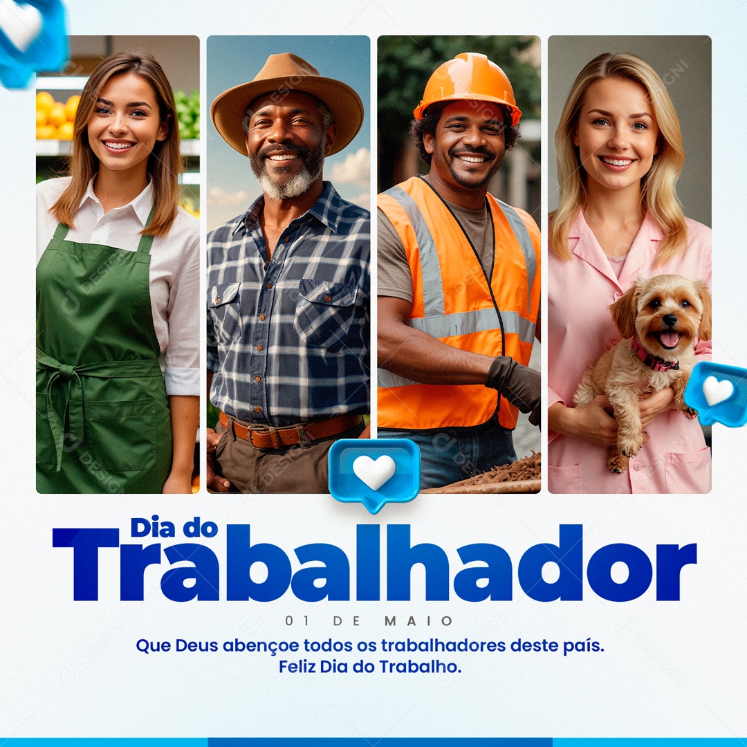 Feliz Dia do Trabalhador 01 de Maio Social Media PSD Editável