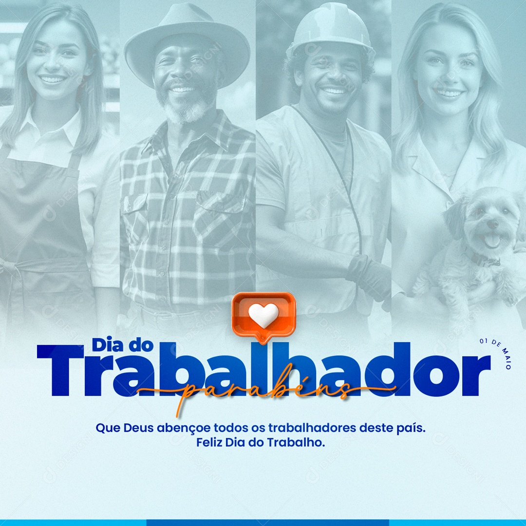 Dia do Trabalhador 01 de Maio que Deus Abençoe todos Social Media PSD Editável