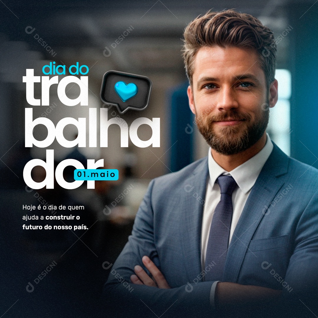 Dia do Trabalhador 01 de Maio de que Ajuda Construir o Futuro Social Media PSD Editável