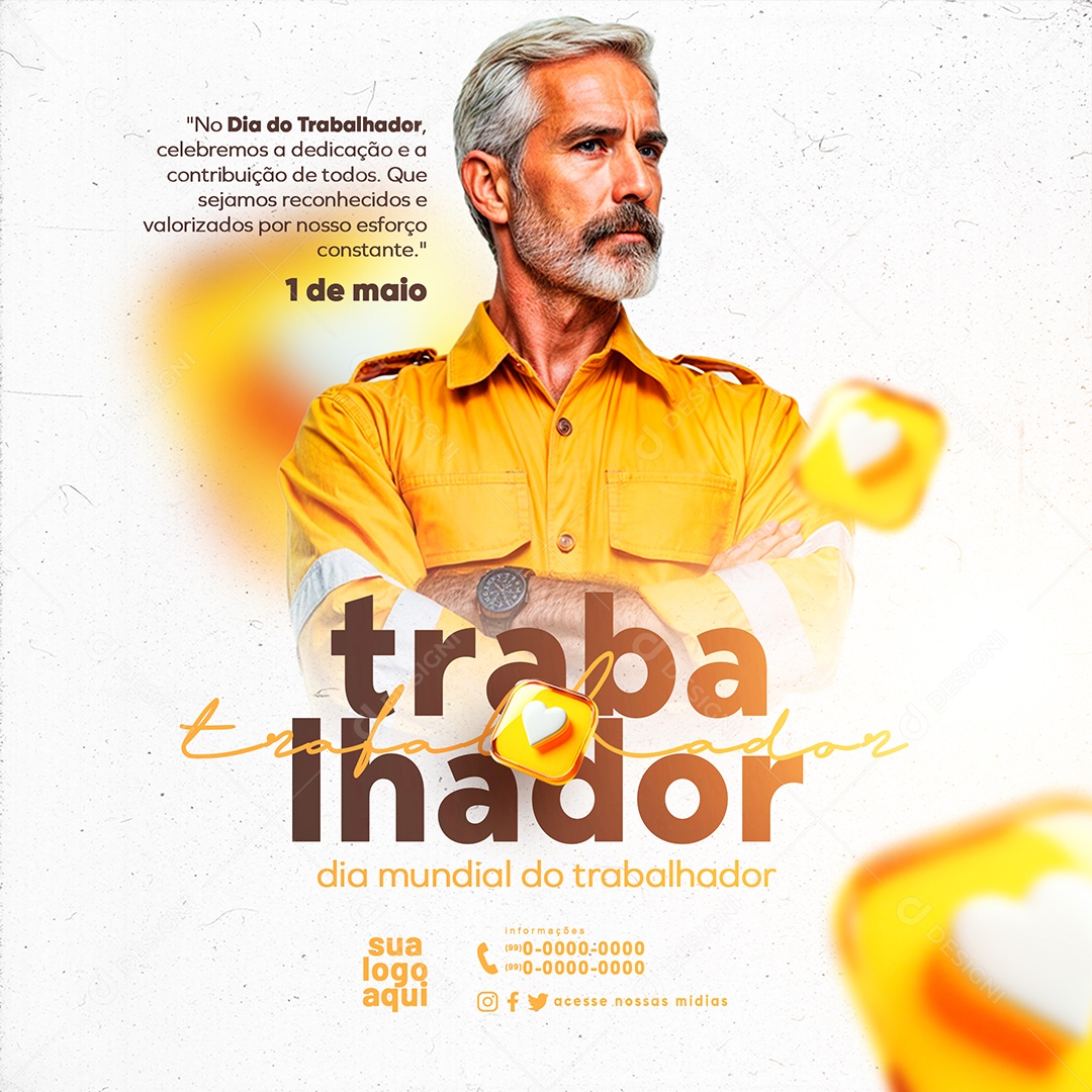 Social Media Dia Do Trabalhador 01 de Maio PSD Editável
