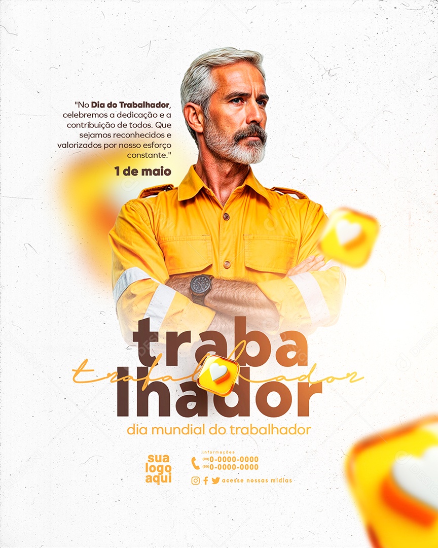 Social Media Dia Do Trabalhador 01 de Maio PSD Editável