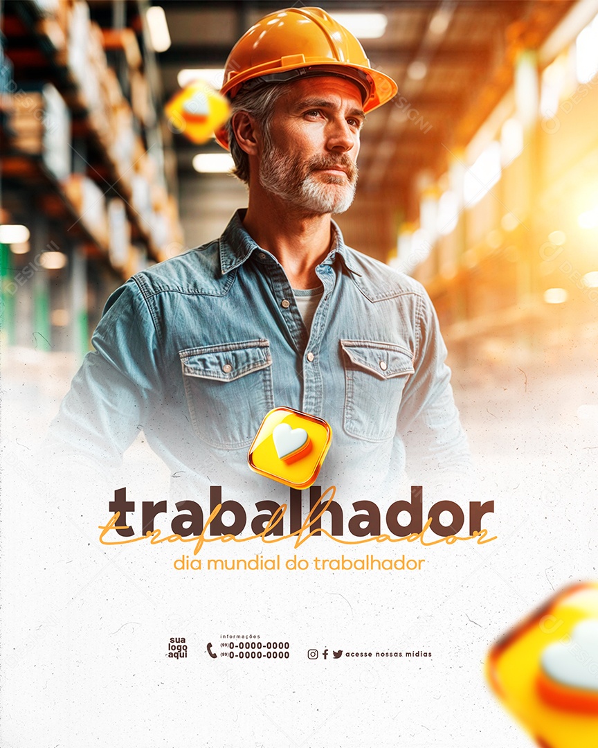 Dia Do Trabalhador 01 de Maio Social Media PSD Editável