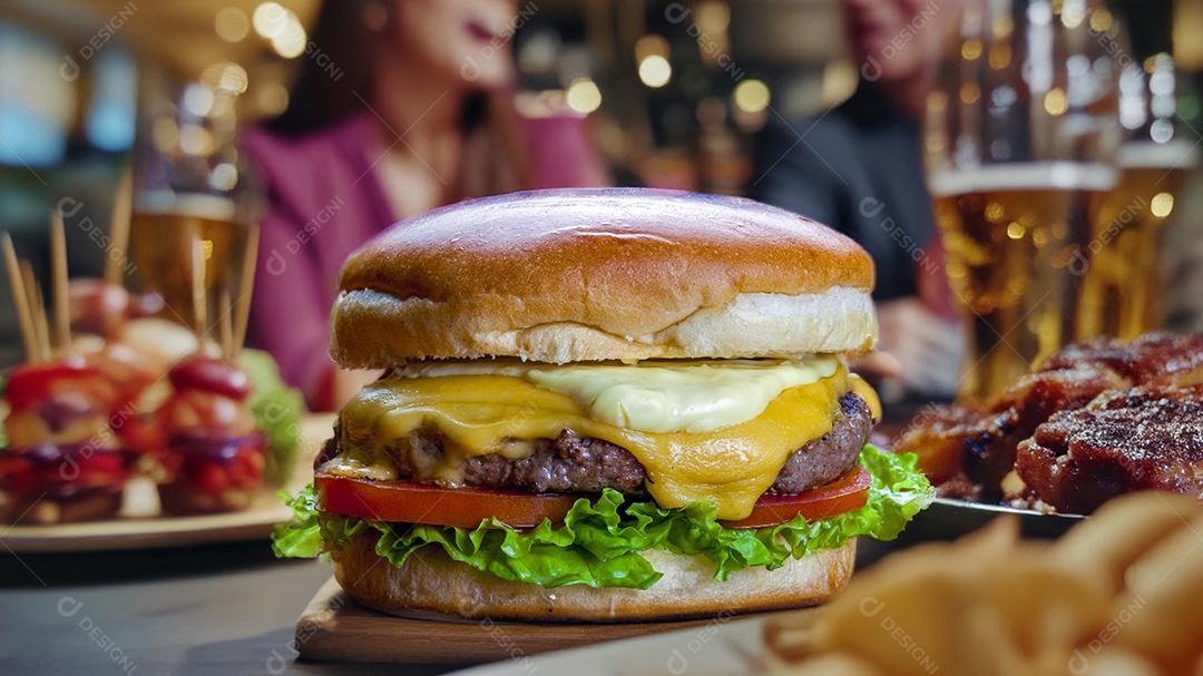 Hamburguer gourmet de cheddar bacon