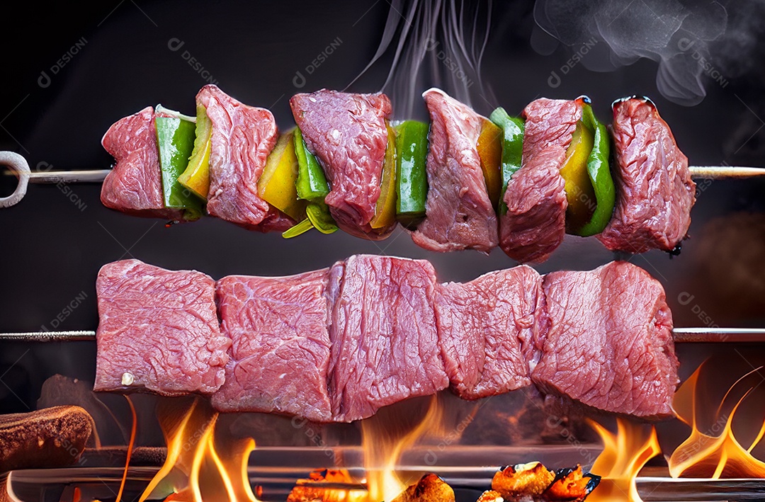 Espeto de carne com legumes