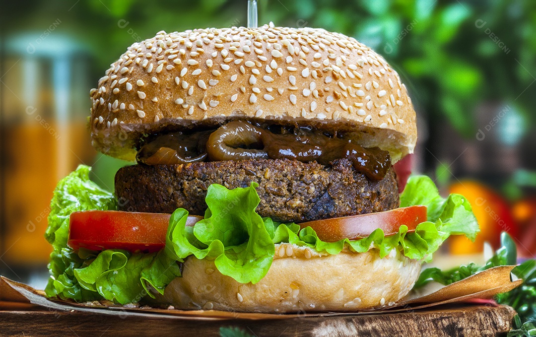 Hamburguer vegano cebola