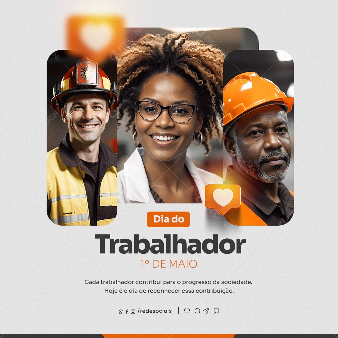 Dia do Trabalhador 01 de Maio Contribui para o Processo da Sociedade Social Media PSD Editável