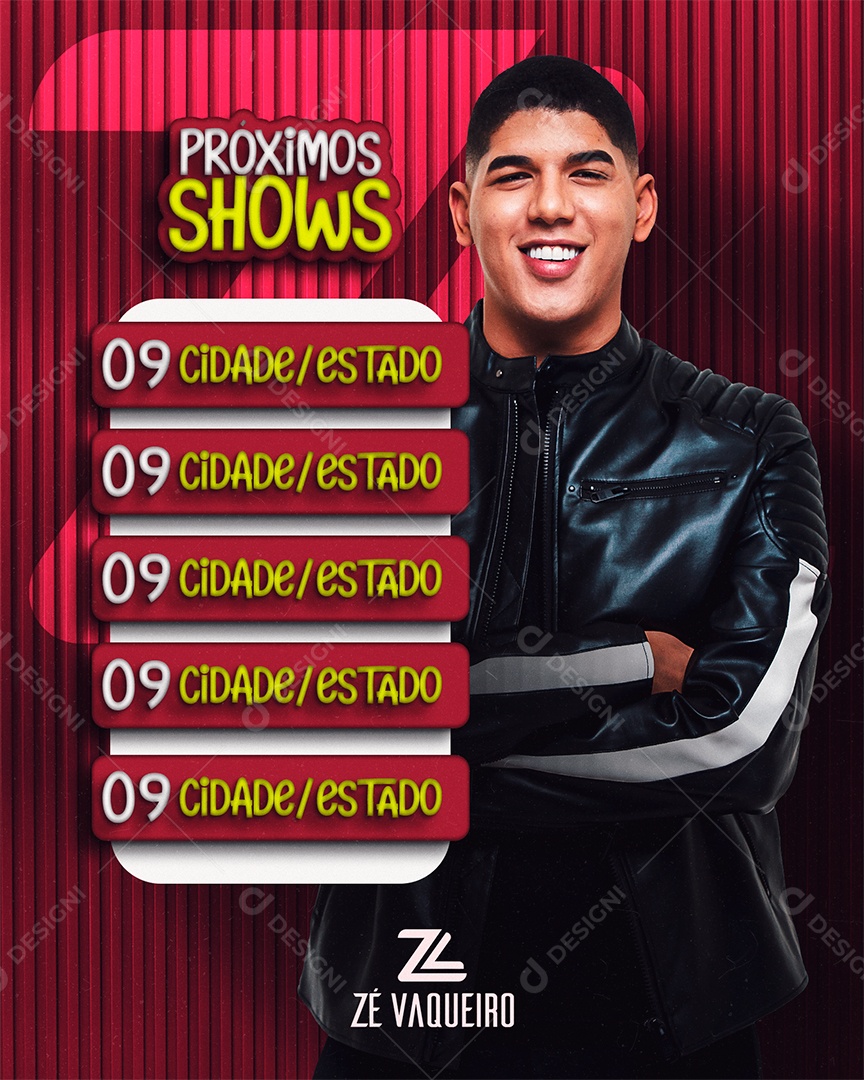 Flyer Próximos Shows Zé Vaqueiro Social Media PSD Editável