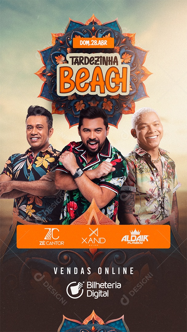 Story Flyer Tardezinha Beach Zé Cantor Xand Avião Aldair Playboy Social Media PSD Editável