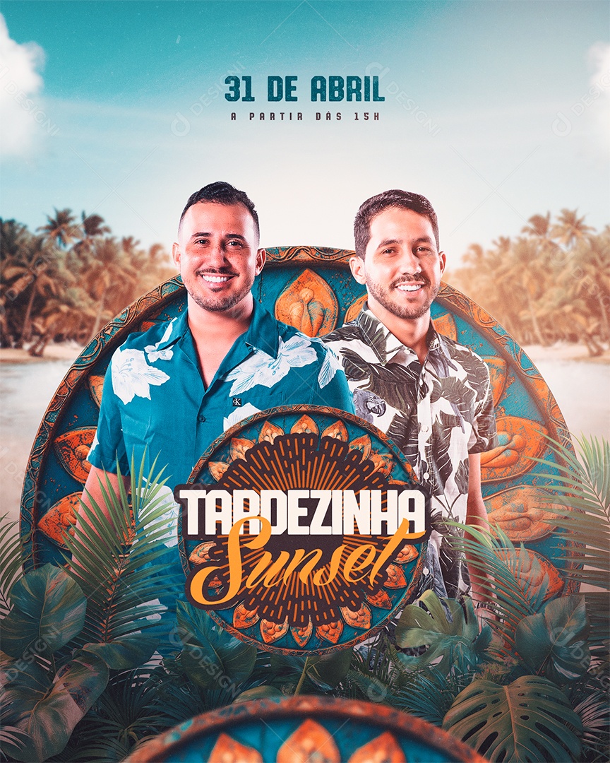 Flyer Tardezinha Sunset Iguinho e Lulinha Social Media PSD Editável