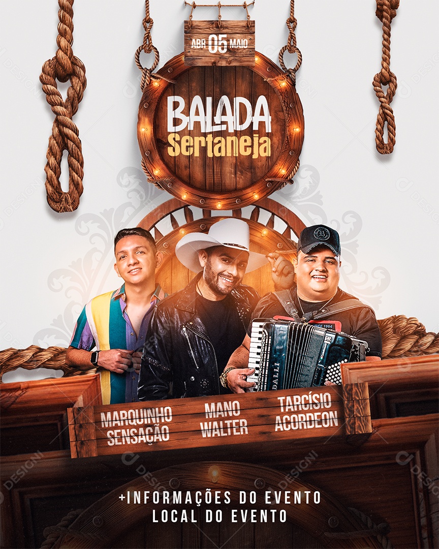 Balada Sertaneja Marquinho Sensação Mano Walter Social Media PSD Editável