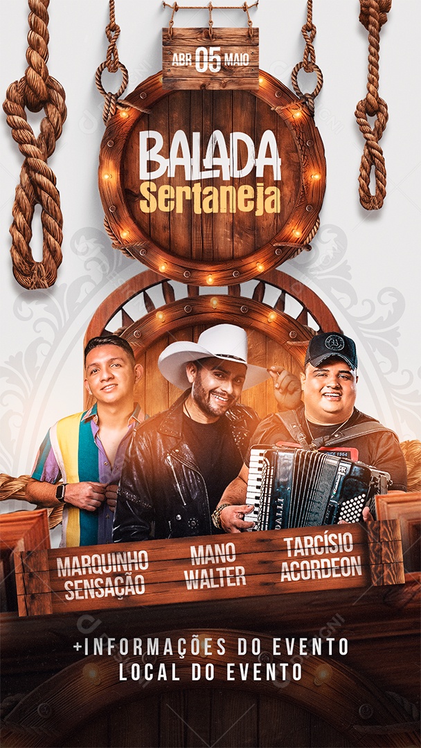 Story Balada Sertaneja Marquinho Sensação Mano Walter Social Media PSD Editável