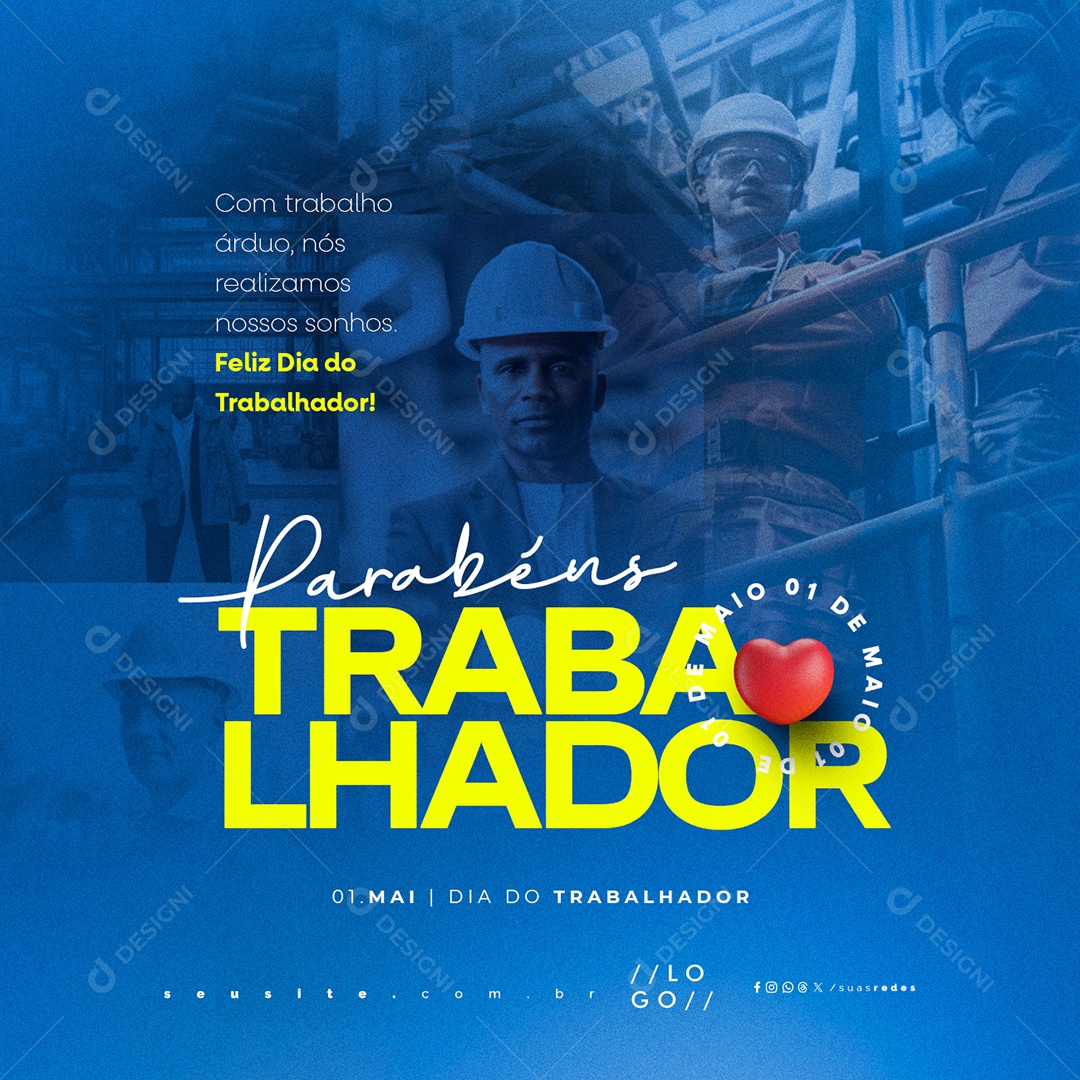 Feliz Dia Do Trabalhador 01 de Maio Social Media PSD Editável