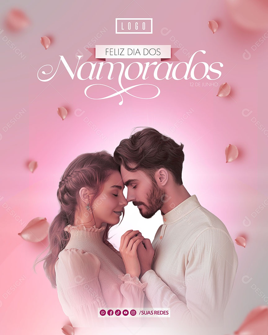 Feliz Dia dos Namorados 12 de Junho Social Media PSD Editável