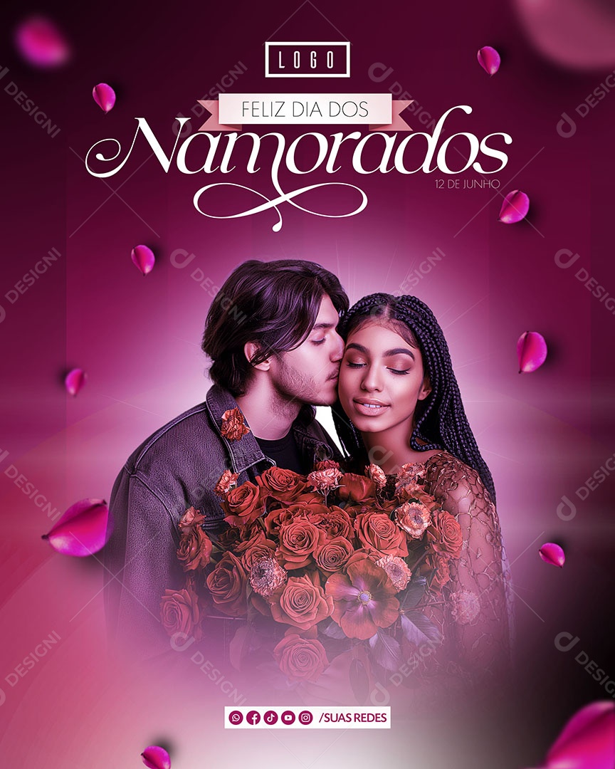 Feliz Dia dos Namorados 12 de Junho Social Media PSD Editável