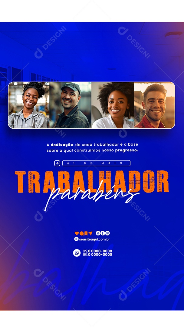 Story Dia do Trabalhador 01 de Maio Parabéns Social Media PSD Editável