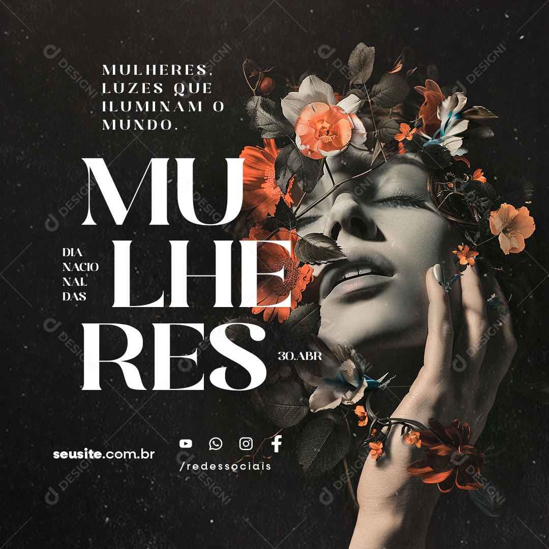 Dia Nacional das Mulheres 30 de Abril Social Media PSD Editável
