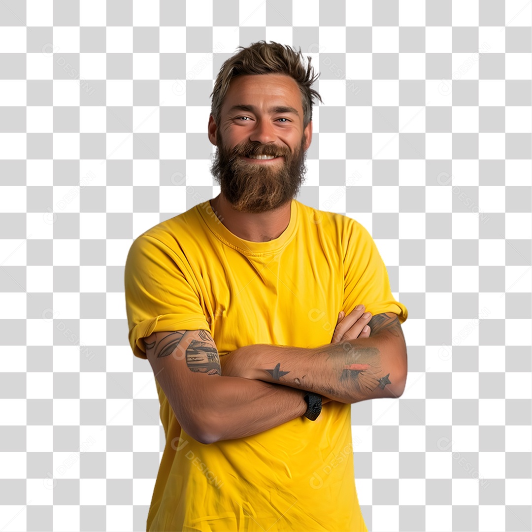 Homem com Roupa Amarela Maio Amarelo PNG Transparente