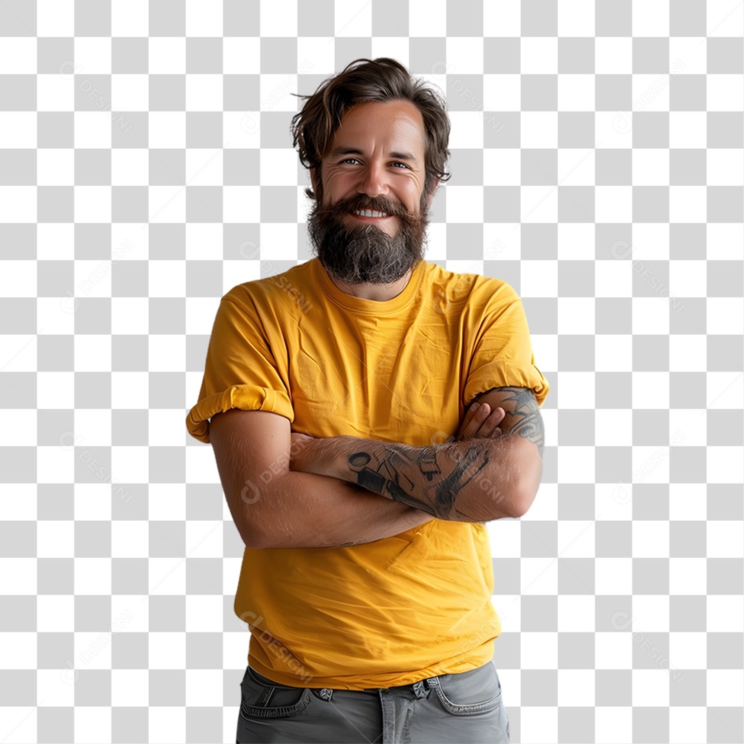 Homem com Roupa Amarela Maio Amarelo PNG Transparente