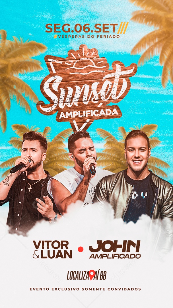 Flyer Story Sunset Amplificada Vitor e Luan John Amplificado Social Media PSD Editável