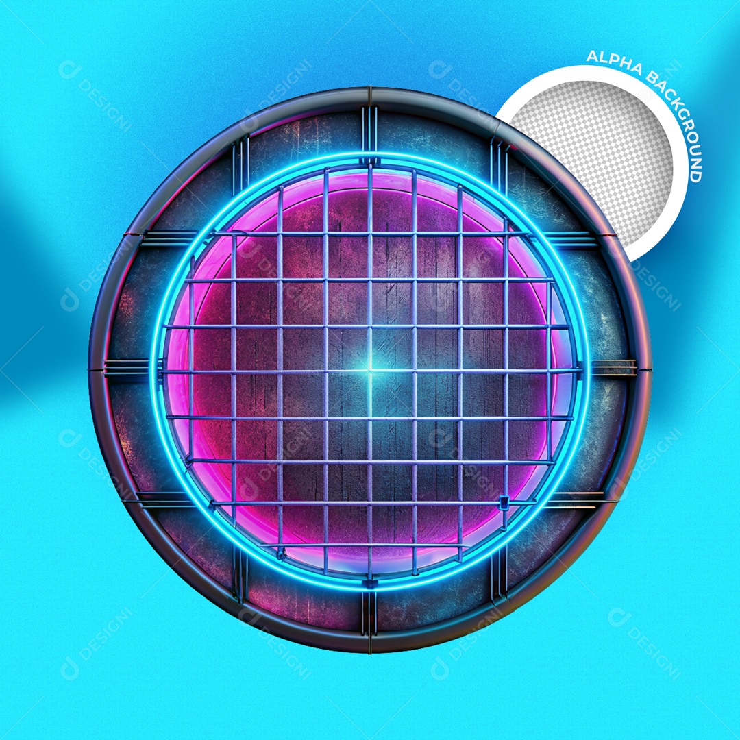 Elemento 3D Placa de Metal e LED para Composição PSD