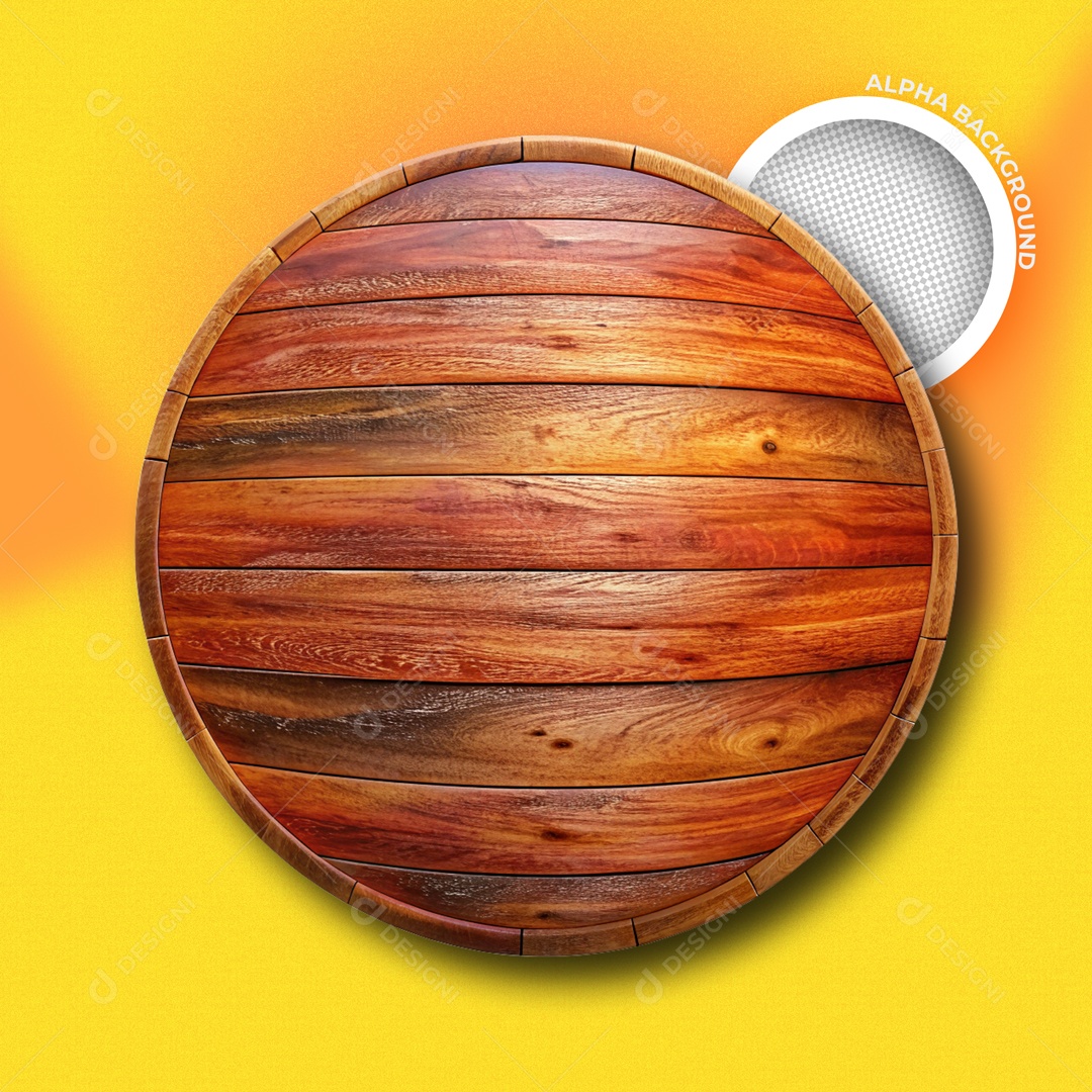 Elemento 3D Placa de Madeira Marron para Composição PSD