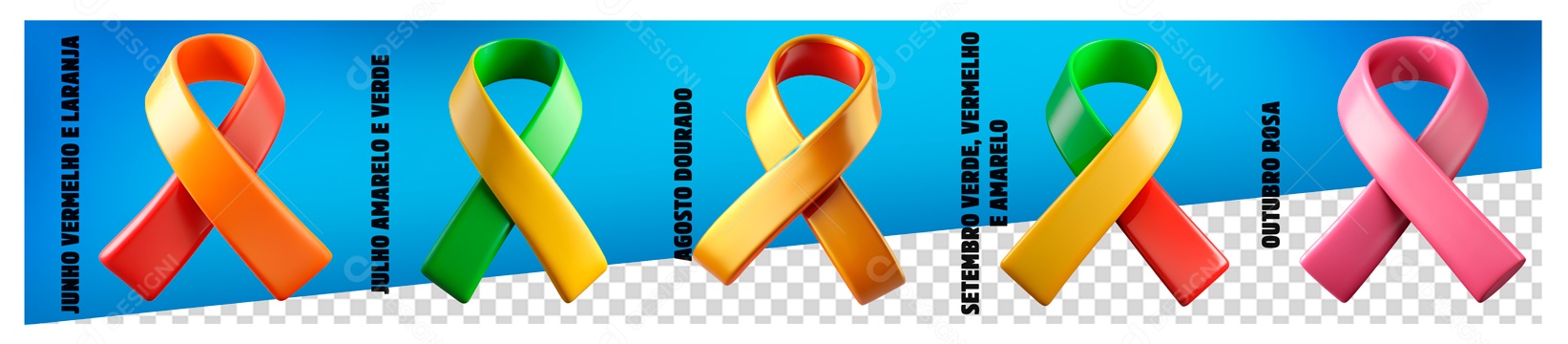 Conjuntos de Fitas Colorida Elemento 3D para Composição PSD