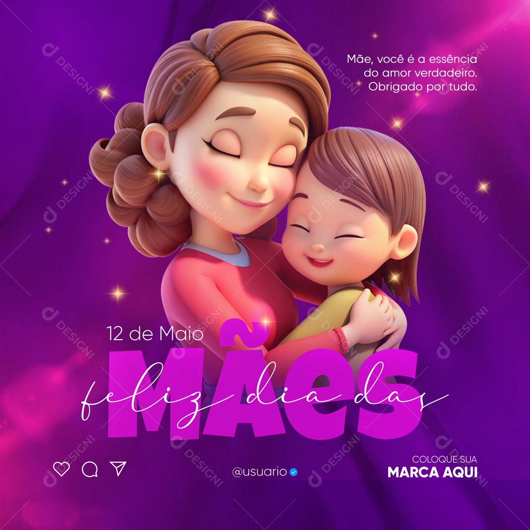 Dia das Mães 12 de Maio Você é a Essência de Amor Social Media PSD Editável