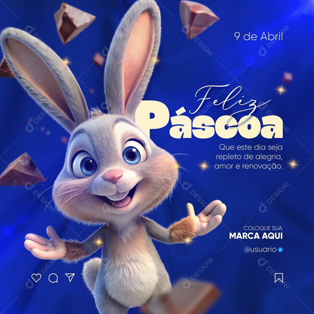 Páscoa 31 de Março que este Dia Seja Repleto de Alegria Social Media PSD Editável