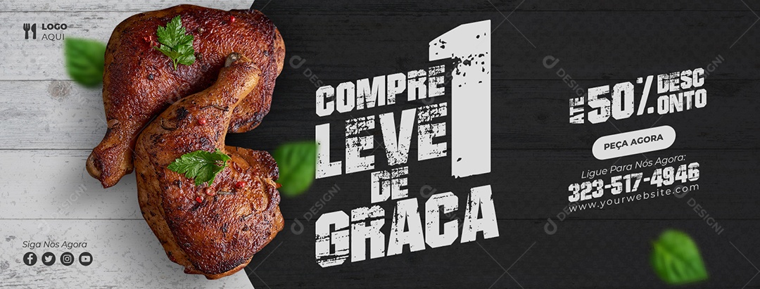 Capa de Facebook Restaurante Compre 1 Leve de Graça PSD Editável
