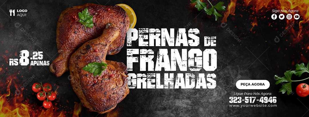 Capa de Facebook Restaurante Pernas de Frango PSD Editável