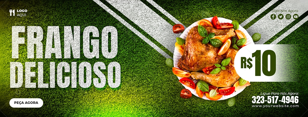 Capa de Facebook Restaurante Frango Delicioso PSD Editável