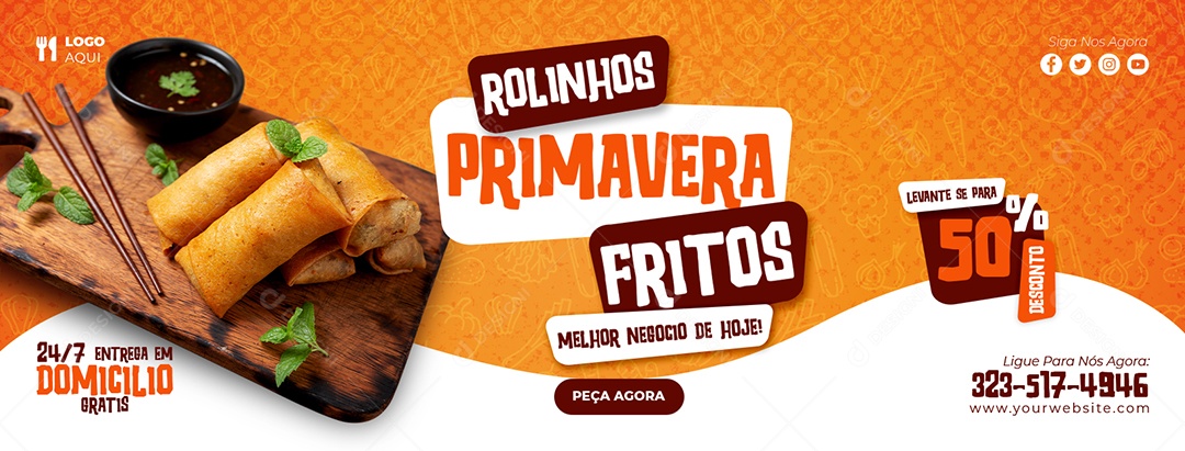 Capa de Facebook Rolinhos Primavera Fritos PSD Editável