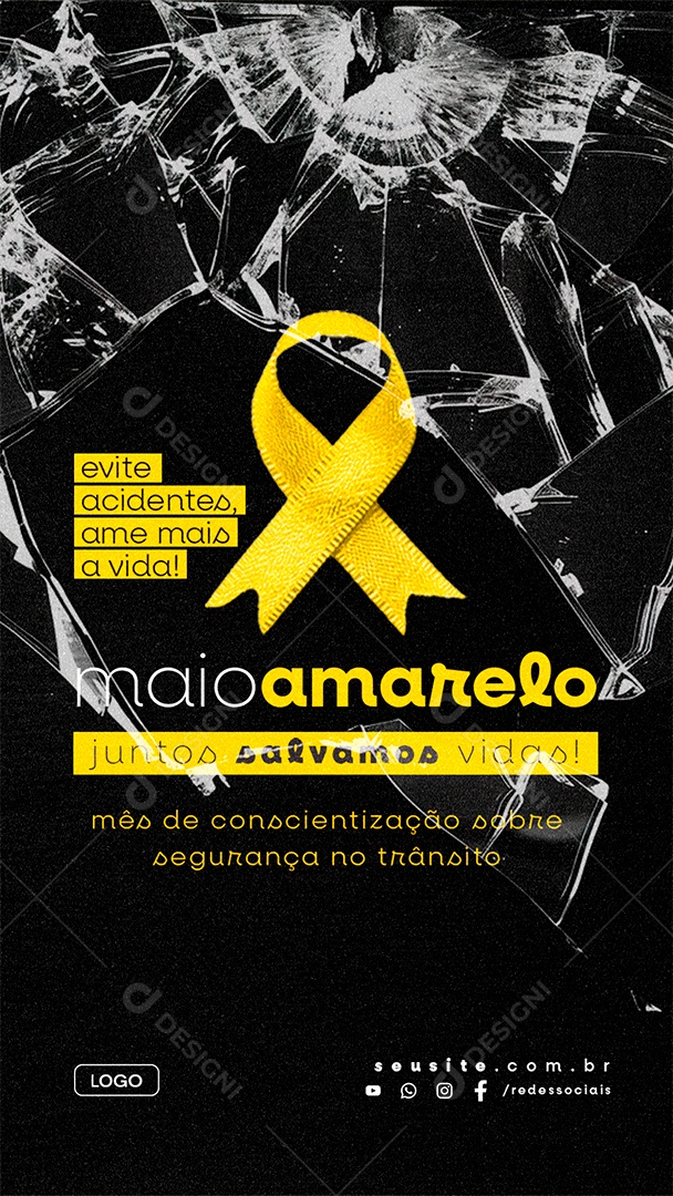 Story Maio Amarelo Juntos Salvamos as Vidas Social Media PSD Editável