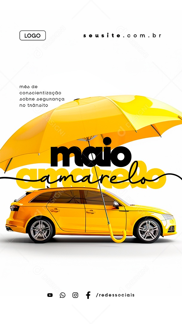 Story Maio Amarelo Mês de Conscientização Sobre Segurança no Trânsito Social Media PSD Editável
