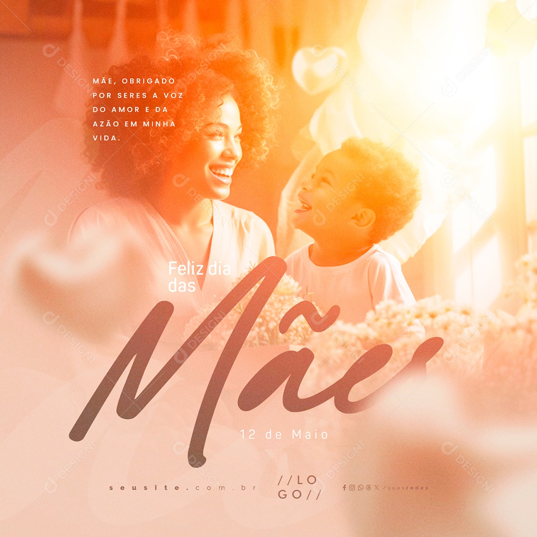 Feliz Dia Das Mães 12 de Maio Obrigado por Seres a Voz do Amor Social Media PSD Editável