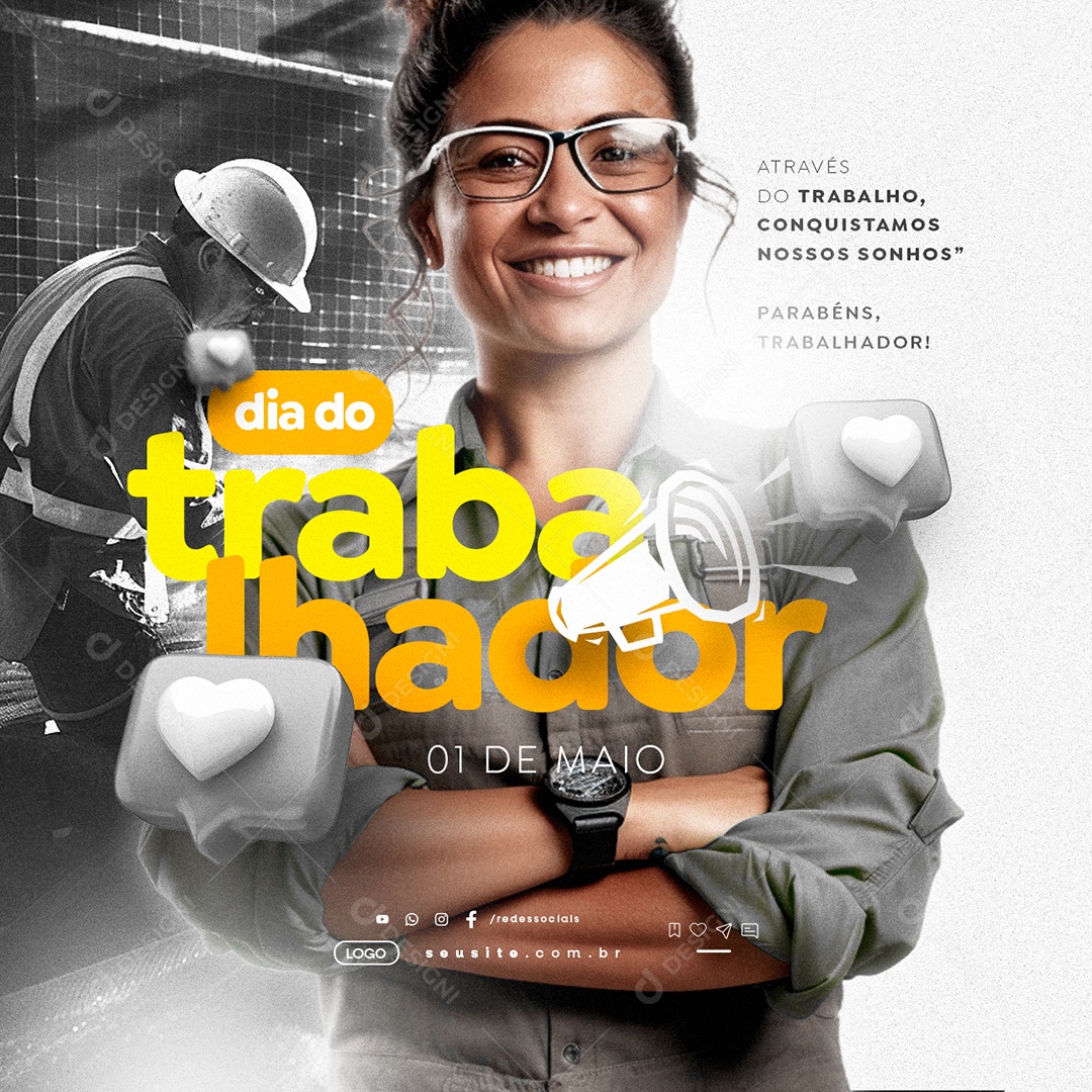 Dia Do Trabalhador 01 de Maio Através do Trabalho Social Media PSD Editável