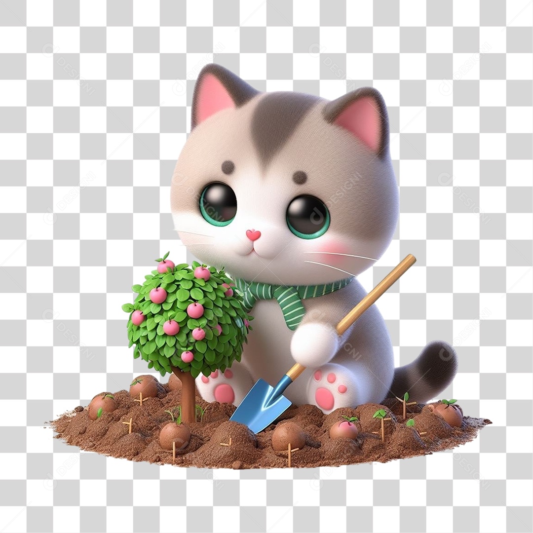Cat Planting Seedling Trees Gardening Transparent PNG