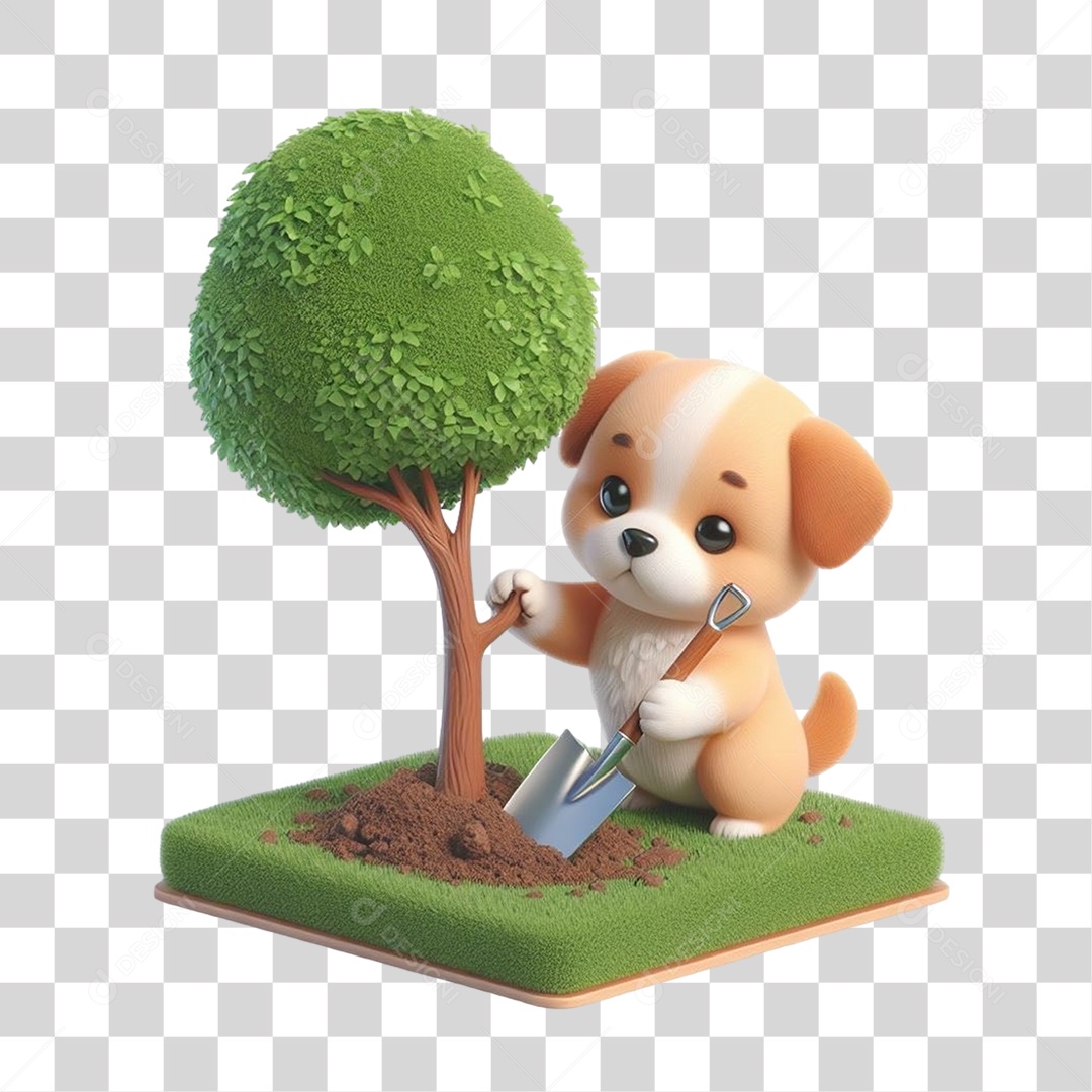 Cachorro Plantando Árvores Mudas Jardinagem PNG Transparente