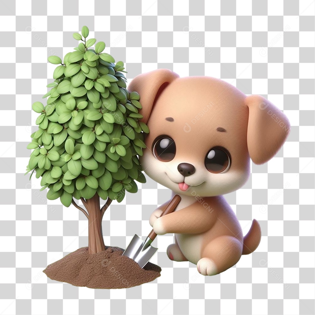 Cachorro Plantando Árvores Mudas Jardinagem PNG Transparente
