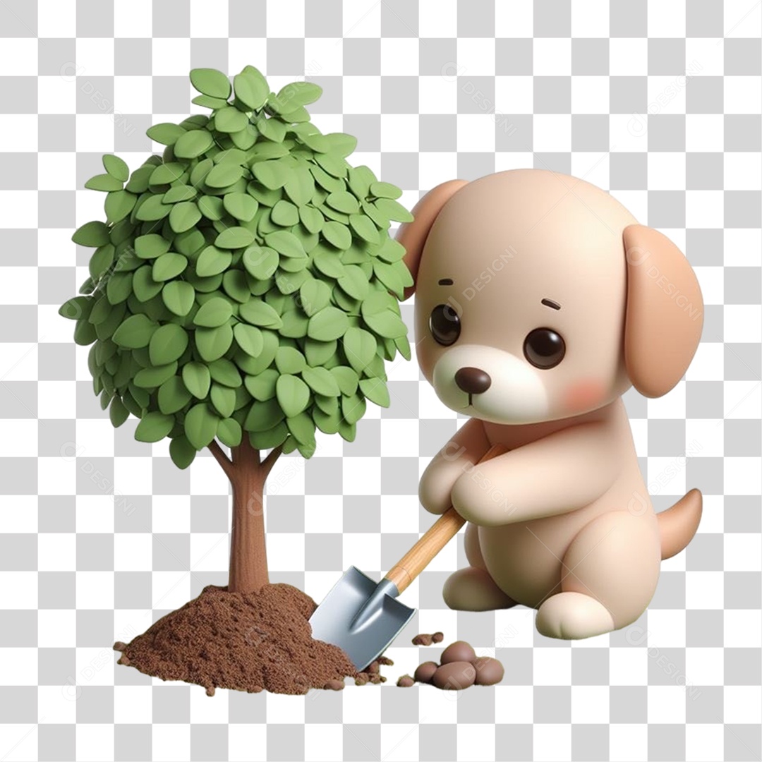 Cachorro Plantando Árvores Mudas Jardinagem PNG Transparente
