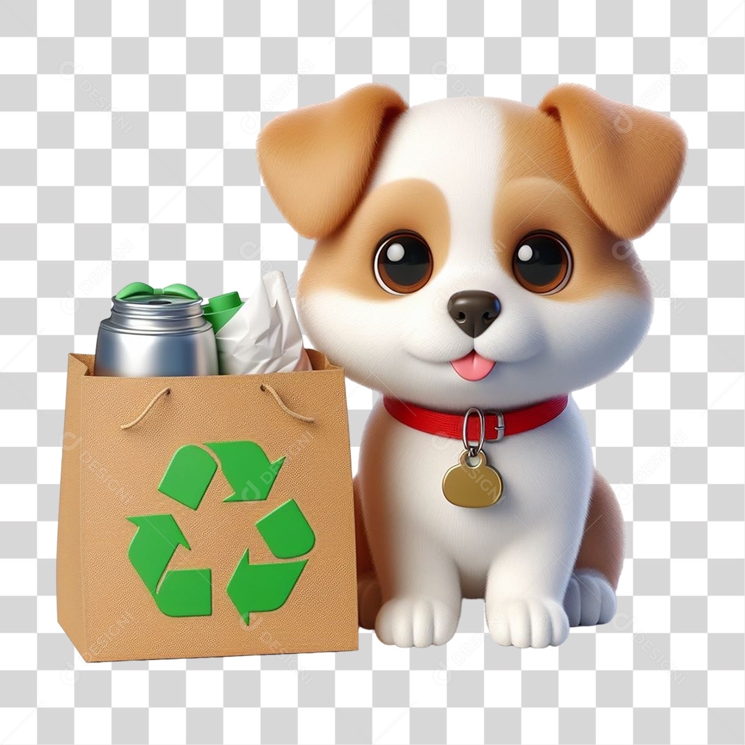 Cachorro Lixo Reciclagem PNG Transparente